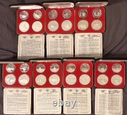 1976 Montreal Canadian Olympic Proof Full Set of 28 Silver Coins 7 Sets & Boxes