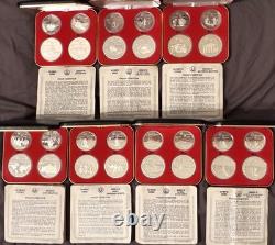 1976 Montreal Canadian Olympic Proof Full Set of 28 Silver Coins 7 Sets & Boxes