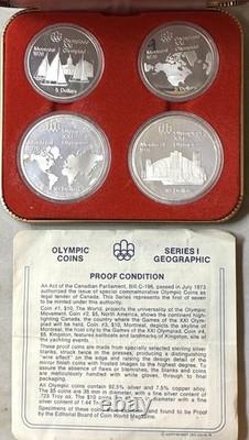 1976 Montreal Canadian Olympic Proof Full Set of 28 Silver Coins 7 Sets & Boxes