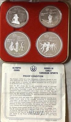 1976 Montreal Canadian Olympic Proof Full Set of 28 Silver Coins 7 Sets & Boxes