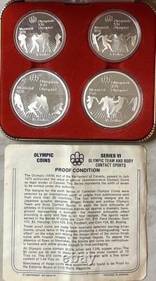 1976 Montreal Canadian Olympic Proof Full Set of 28 Silver Coins 7 Sets & Boxes