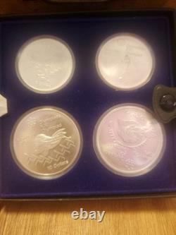 1976 Montreal Olympics 4 Coin Silver Proof Set 2 x $10 & 2 x $5 4.32oz Silver