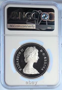 1981 CANADA UK Elizabeth II Railway Train PROOF Silver Dollar Coin NGC i106785