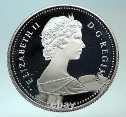 1982 CANADA UK Queen ELIZABETH II Cattle Skull Proof Silver Dollar Coin i82287