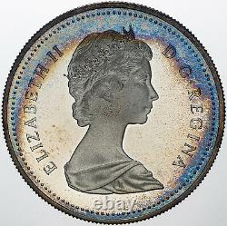 1982 Canada 1 Dollar Regina Centennial Silver Proof Bu Blue Color Toned (mr)