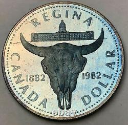 1982 Canada Silver Dollar Proof Gem Monster Blue Toned Color Choice Bu Unc