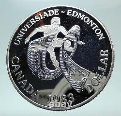 1983 CANADA UK Queen ELIZABETH II Edmonton World Game Proof Silver $ Coin i80858