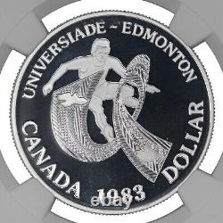1983 Proof World Universtiy Games Canada Silver Dollar $1 Ngc Cert Pf 70 Ucam