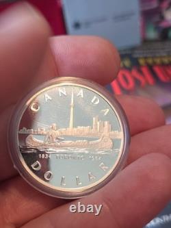 1984 Canada Proof Silver Dollar Toronto 150th Anniversary CN Tower + Canoe