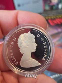 1984 Canada Proof Silver Dollar Toronto 150th Anniversary CN Tower + Canoe