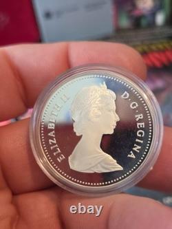 1984 Canada Proof Silver Dollar Toronto 150th Anniversary CN Tower + Canoe