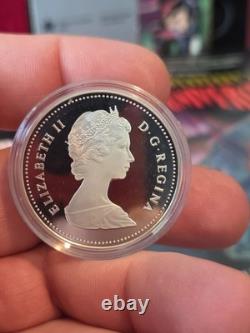 1984 Canada Proof Silver Dollar Toronto 150th Anniversary CN Tower + Canoe