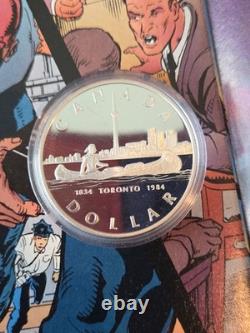 1984 Canada Proof Silver Dollar Toronto 150th Anniversary CN Tower + Canoe