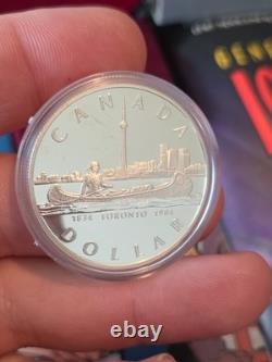 1984 Canada Proof Silver Dollar Toronto 150th Anniversary CN Tower + Canoe 1984 Canada Proof Silver Dollar Toronto 150th Anniversary CN Tower + Canoe