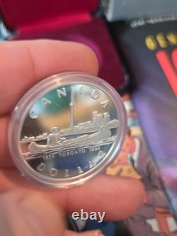 1984 Canada Proof Silver Dollar Toronto 150th Anniversary CN Tower + Canoe