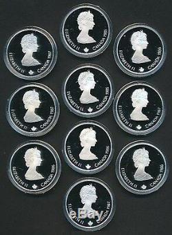 1985 1988 CANADA COMPLETE CALGARY OLYMPICS PROOF SILVER SET (10) 10 Oz ASW