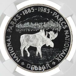 1985 Proof Natl Parks Cent Moose Canada Silver Dollar S$1 Ngc Pr Pf 70 Ultra Cam