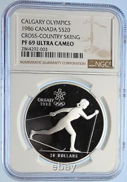 1986 CANADA 1988 CALGARY OLYMPIC CrossC Skiing Proof Silver $20 Coin NGC i106627