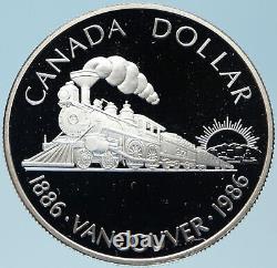 1986 CANADA Vancouver with UK Queen Elizabeth II Train Proof Silver Coin i82391