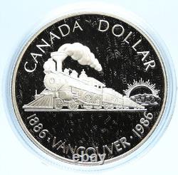 1986 CANADA Vancouver with UK Queen Elizabeth II Train Proof Silver Coin i98821