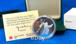 1986 Canada $20 Olympic Hockey 1 Oz. Silver Proof Coin OGP No Spots