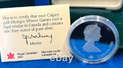 1986 Canada $20 Olympic Hockey 1 Oz. Silver Proof Coin OGP No Spots