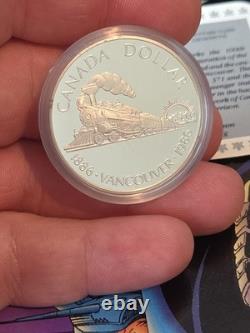 1986 Canada Proof Silver $1 Vancouver Centennial First Transcontinental Trail