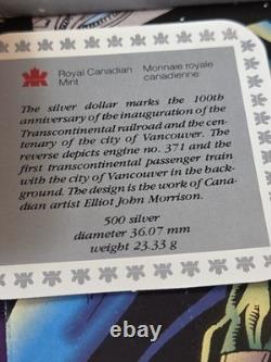 1986 Canada Proof Silver $1 Vancouver Centennial First Transcontinental Trail