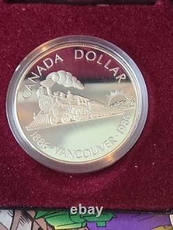 1986 Canada Proof Silver $1 Vancouver Centennial First Transcontinental Trail