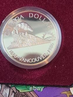 1986 Canada Proof Silver $1 Vancouver Centennial First Transcontinental Trail
