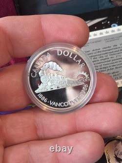 1986 Canada Proof Silver $1 Vancouver Centennial First Transcontinental Trail