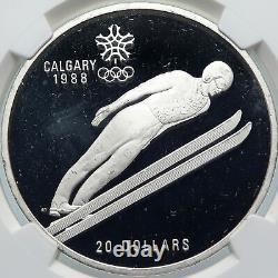 1987 CANADA 1988 CALGARY OLYMPICS Ski Jumping Proof Silver $20 Coin NGC i85346