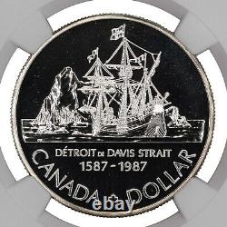 1987 John Davis Expedition Canada Silver Dollar $1 Ngc Cert Ms 70 Dpl Proof Like