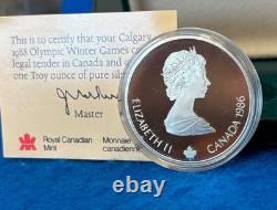 1988 Canada $20 Calgary Olympic Free-style Skiing 1 Oz. Silver Proof Coin OGP