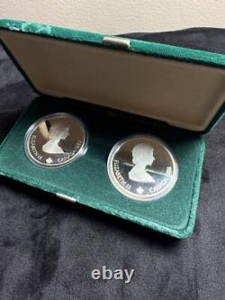 1988 Canada Olympic Silver Proof Coin Set 2-Coin Set Original Case