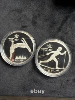 1988 Canada Olympic Silver Proof Coin Set 2-Coin Set Original Case