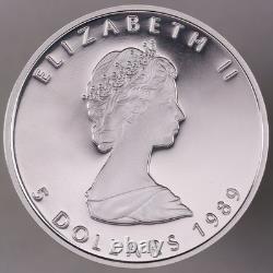 1989 Canada $5 Commemorative Maple Leaf 1 oz. 9999 Silver Proof Coin in OGP