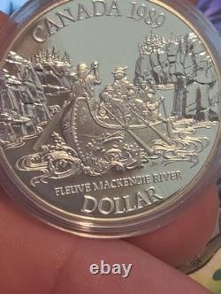 1989 Canada Proof Silver $1 Mackenzie Expeudition River That Swallowed the Map