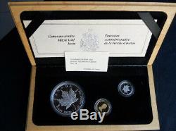 1989 Canada RARE Gold Platinum Silver 3 coins PROOF Maple Leaf 10th Anniversary