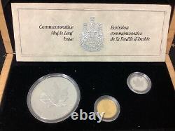 1989 Comm. Maple Leaf Issue 3 Coin Proof Set Gold, Silver & Platinum A79.325