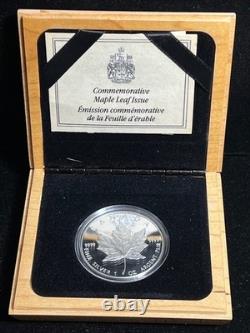 1989 Royal Canadian Mint $5 One Ounce Proof Maple Leaf Wooden Box