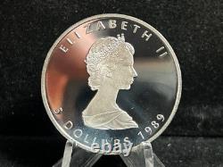 1989 Royal Canadian Mint $5 One Ounce Proof Maple Leaf Wooden Box