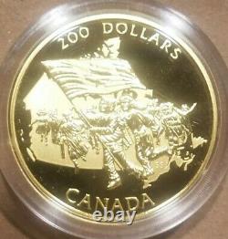 1990 $200 Canadian Gold Coin Proof CANADA'S FLAG SILVER JUBILEE 0.505 AGW 1/2 oz