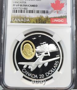 1990 Canada Silver 20 Dollars Lancaster Ngc Pf 69 Ultra Cameo Gem Proof