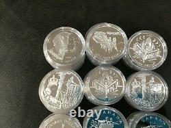 1992-2003 Canada Proof Sterling Silver Dollars Lot of 63 Assorted Coins E7769
