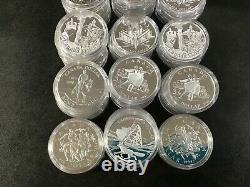 1992-2003 Canada Proof Sterling Silver Dollars Lot of 63 Assorted Coins E7769