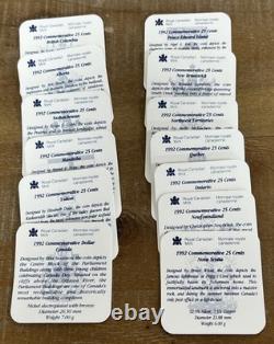 1992 Canada 125th Commemorative 13 Coin 25 Cents Set 925 Silver & $1 Proof