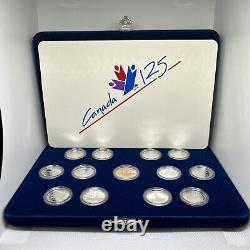 1992 Canada 125th Commemorative 13 Coin Silver 25 Cents $1 Proof Set w Case 925