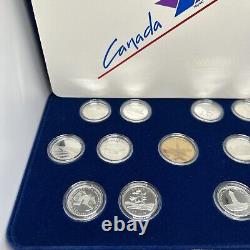 1992 Canada 125th Commemorative 13 Coin Silver 25 Cents $1 Proof Set w Case 925