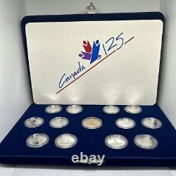 1992 Canada 125th Commemorative 13 Coin Silver 25 Cents $1 Proof Set w Case 925